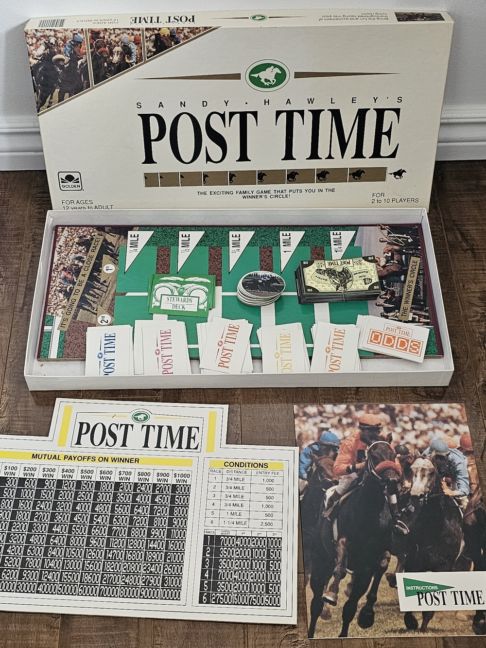 VTG 90s Whitman Golden Sandy Hawley's Post Time Horse Racing Board Game COMPLETE